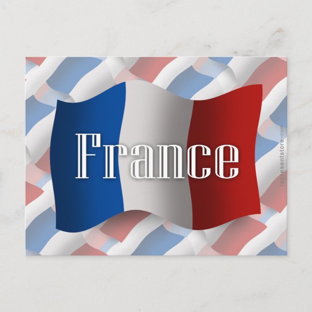Postal Bandera ondeada de Francia (Anverso)