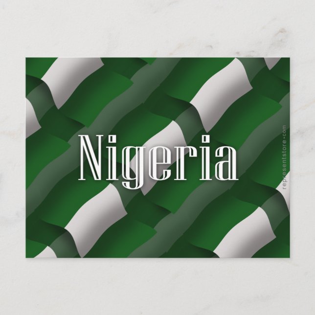 Postal Bandera ondeada de Nigeria (Anverso)
