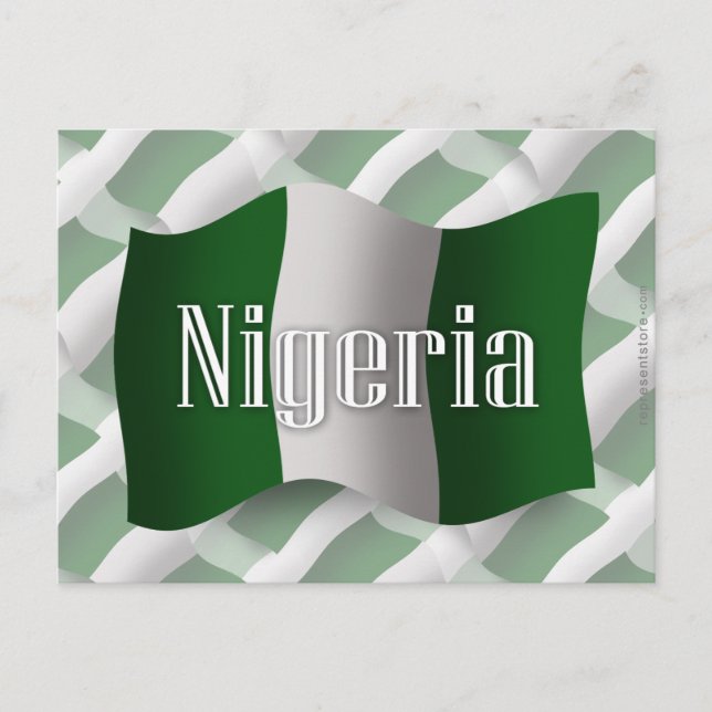 Postal Bandera ondeada de Nigeria (Anverso)
