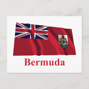 Postal Bandera ondeando de Bermudas con nombre