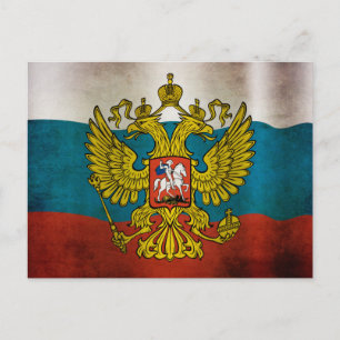 Postal Bandera ondeando de Rusia