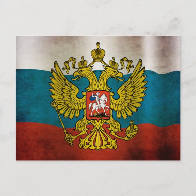 Postal Bandera ondeando de Rusia (Anverso)