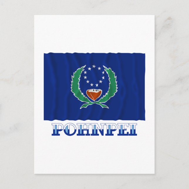 Postal Bandera ondeando Pohnpei, con nombre (Anverso)
