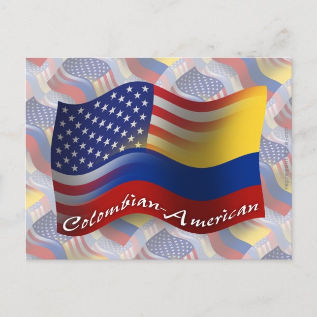 Postal Bandera ondulada colombiana-americana (Anverso)