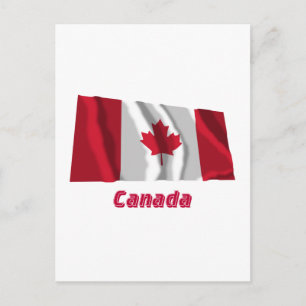 Postal Bandera ondulada de Canadá con nombre