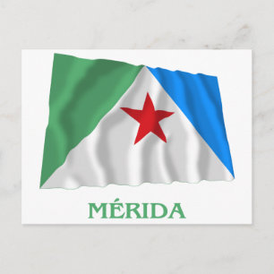 Postal Bandera onduladora de Mérida con nombre