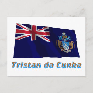 Postal Bandera onduladora Tristan da Cunha con nombre