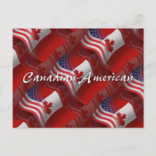 Postal Bandera ondulante canadiense-americana (Anverso)