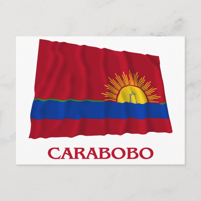 Postal Bandera ondulante de Carabobo con nombre (Anverso)
