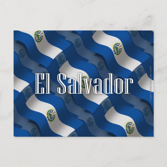 Postal Bandera ondulante de El Salvador (Anverso)