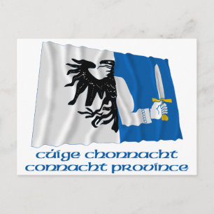 Postal Bandera ondulante de la provincia de Connacht con