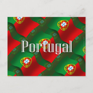 Postal Bandera ondulante de Portugal