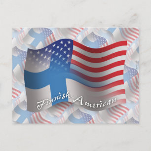Postal Bandera ondulante finlandesa-americana
