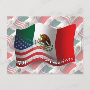 Postal Bandera ondulante mexicano-estadounidense