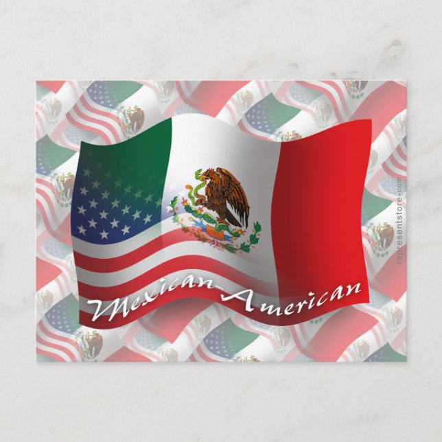 Postal Bandera ondulante mexicano-estadounidense (Anverso)