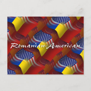 Postal Bandera ondulante rumana-estadounidense