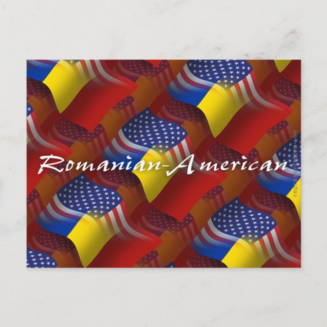 Postal Bandera ondulante rumana-estadounidense (Anverso)