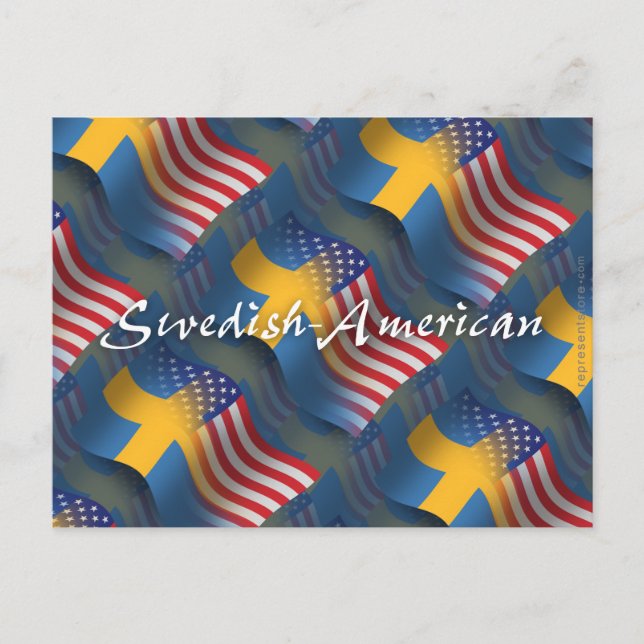 Postal Bandera ondulante sueco-americana (Anverso)