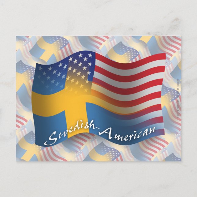 Postal Bandera ondulante sueco-americana (Anverso)