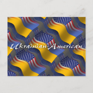 Postal Bandera ondulante ucraniano-estadounidense