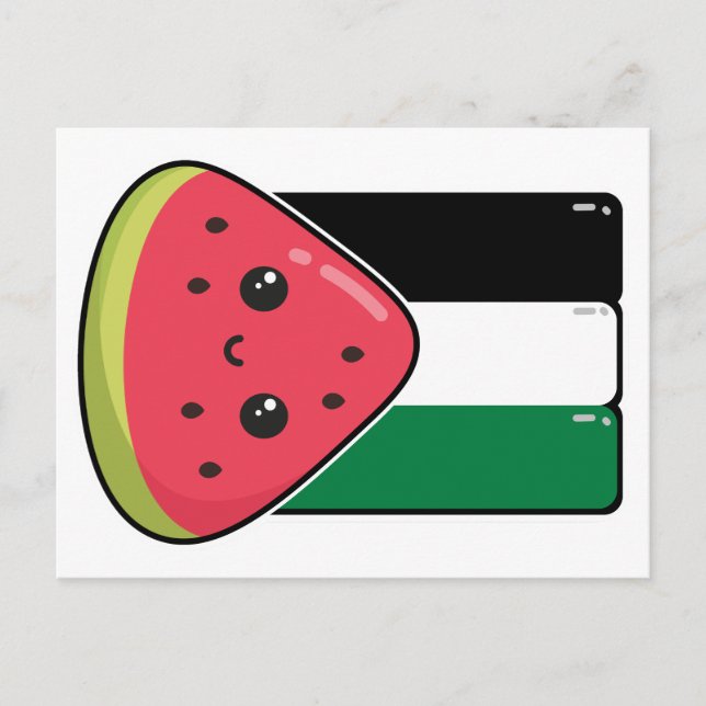 Postal Bandera palestina linda con Palestina sin sandía (Anverso)