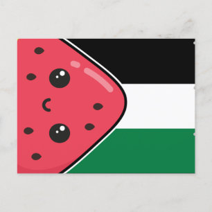 Postal Bandera palestina linda con Palestina sin sandía