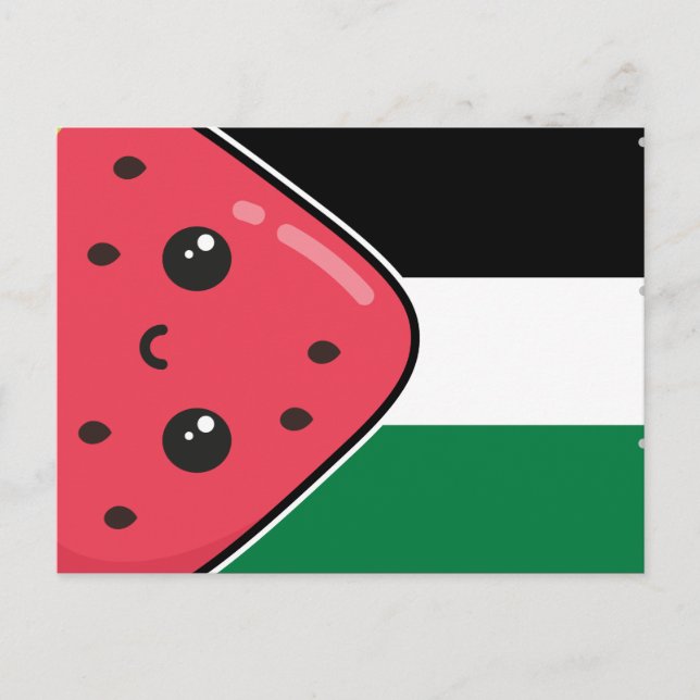 Postal Bandera palestina linda con Palestina sin sandía (Anverso)