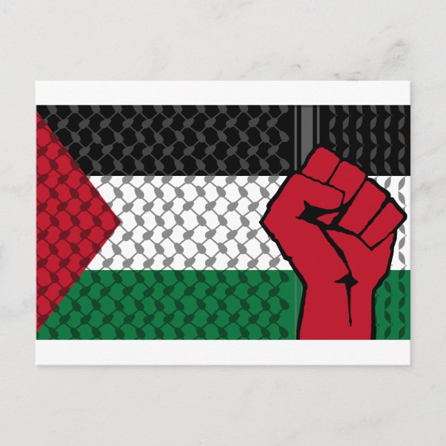 Postal Bandera palestina, Salven Gaza, liberen Gaza (Anverso)