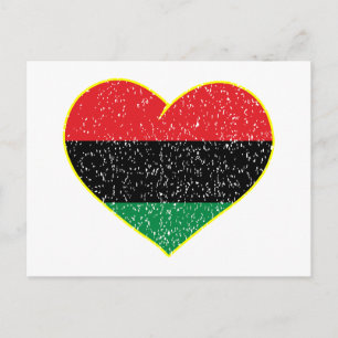 Postal bandera panafricana corazón historia negra afroame