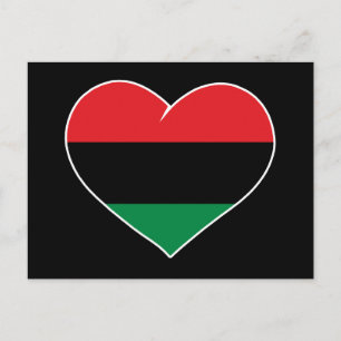 Postal bandera panafricana corazón historia negra afroame