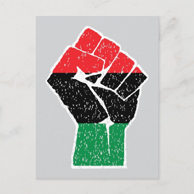 Postal bandera panafricana Puño, historia negra afroameri (Anverso)