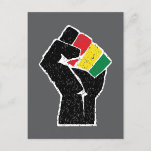 Postal bandera panafricana Puño, historia negra afroameri