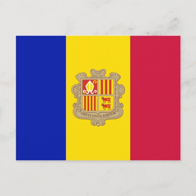 Postal Bandera Patriótica de Andorra (Anverso)