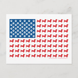 Postal Bandera Patriótica de Dachshund USA