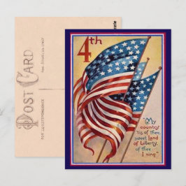 Postal Bandera Patriótica de la Antigua bonito del 4 de j
