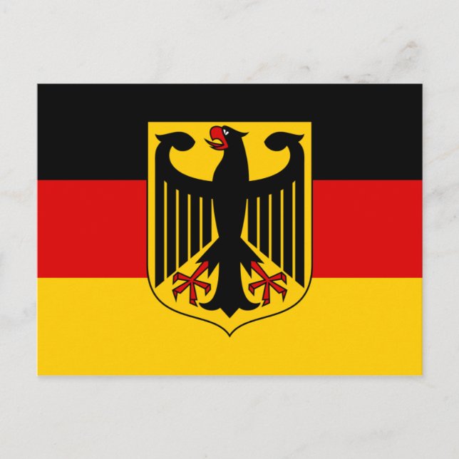 Postal Bandera personalizada de Alemania con escudo de ar (Anverso)