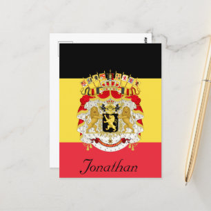 Postal Bandera personalizado del rojo negro belga