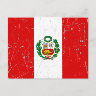 Postal Bandera peruana rozada y rayada