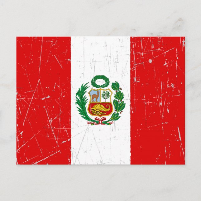 Postal Bandera peruana rozada y rayada (Anverso)