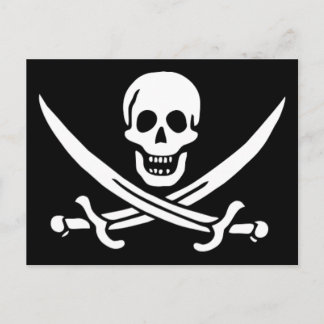 Postal Bandera pirata auténtica de Jack Rackam