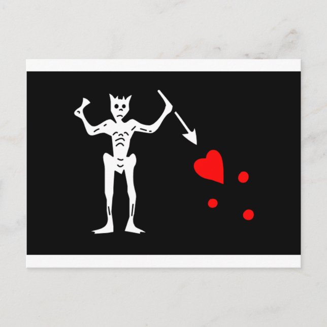 Postal Bandera pirata de barba negra Edward Teach (Anverso)