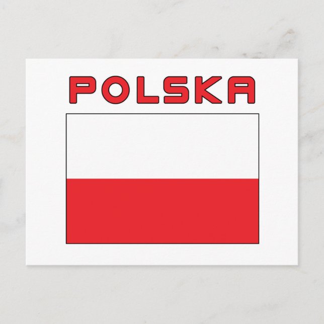 Postal Bandera polaca con polska (Anverso)