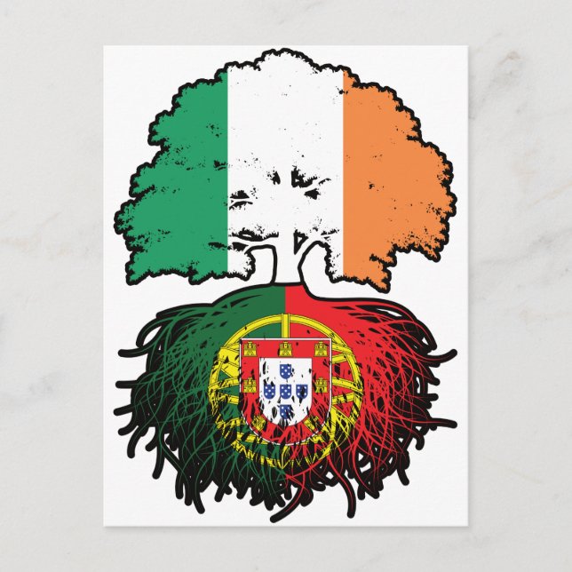 Postal Bandera portuguesa irlandesa de árboles (Anverso)