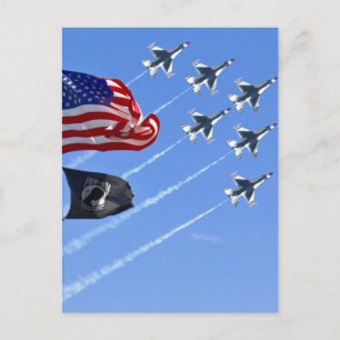 Postal Bandera POW MIA con Old Glory y The Thunderbirds