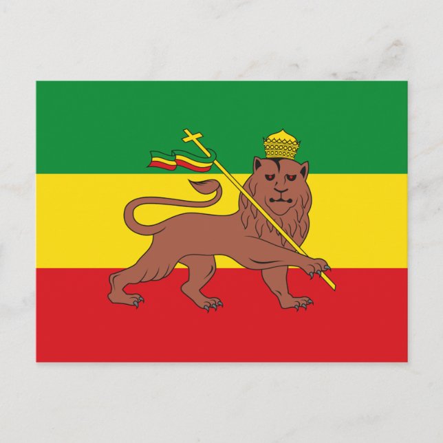 Postal Bandera rastafari de Etiopía León de Judá (Anverso)