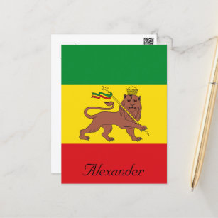 Postal Bandera rastafari del personalizado León etíope de