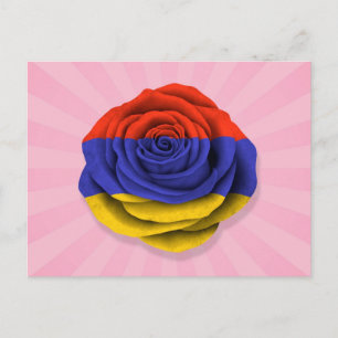 Postal Bandera Rosa armenia en rosa