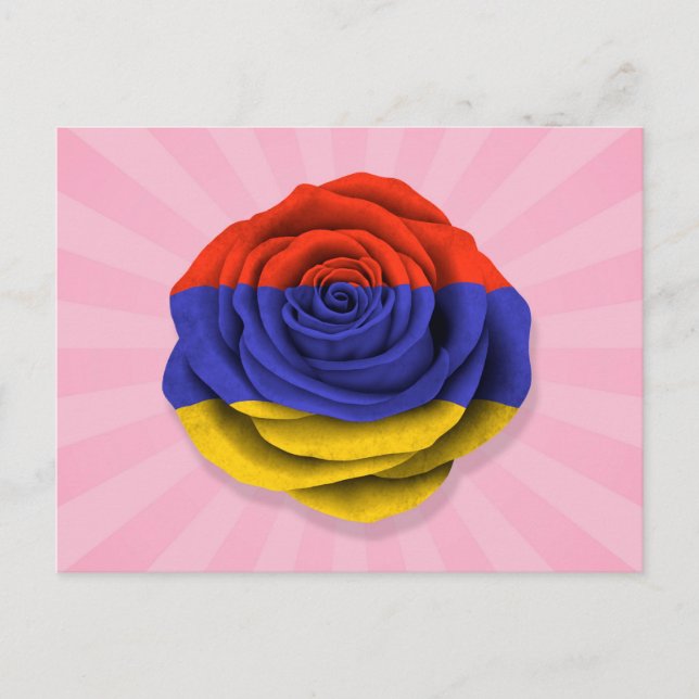 Postal Bandera Rosa armenia en rosa (Anverso)