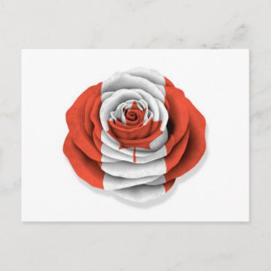 Postal Bandera Rosa canadiense en blanco