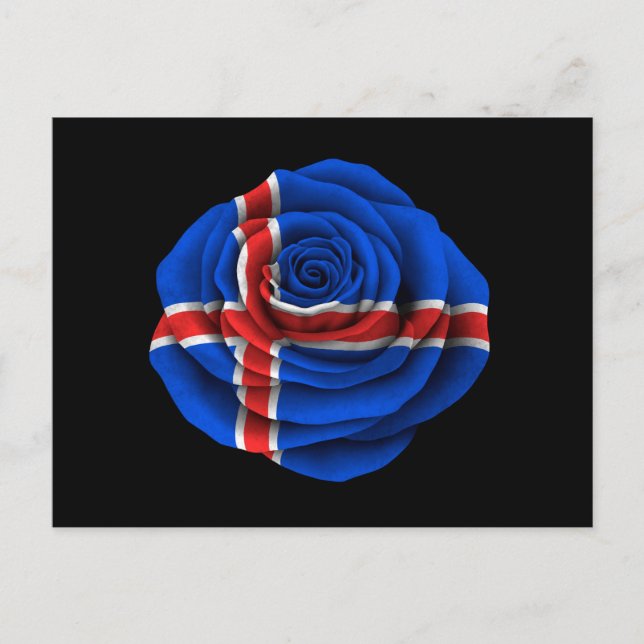 Postal Bandera Rosa islandesa en negro (Anverso)